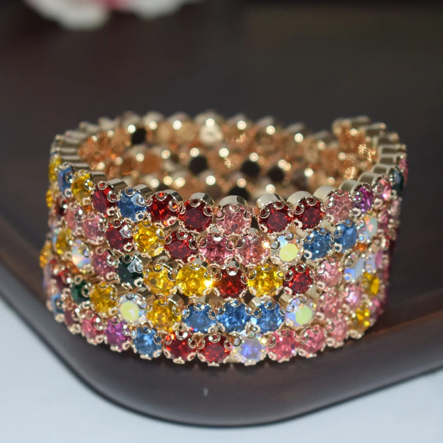 Women’s Rhinestone Crystal Bracelet - Glamorous Statement Jewelry for Stage & Special Events