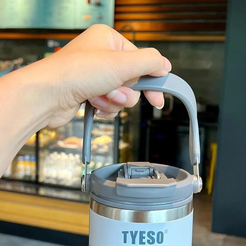 Tyeso Double-Layer Insulated Coffee Cup – Portable Stainless Steel Ice Cream Cup with Cold Insulation & Large Capacity