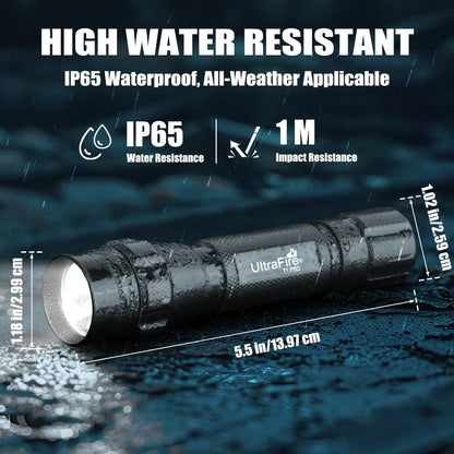 UltraFire T1 Pro Tactical Flashlight – 1200LM Powerful Rechargeable Police Flashlight with Holster for Outdoor Use