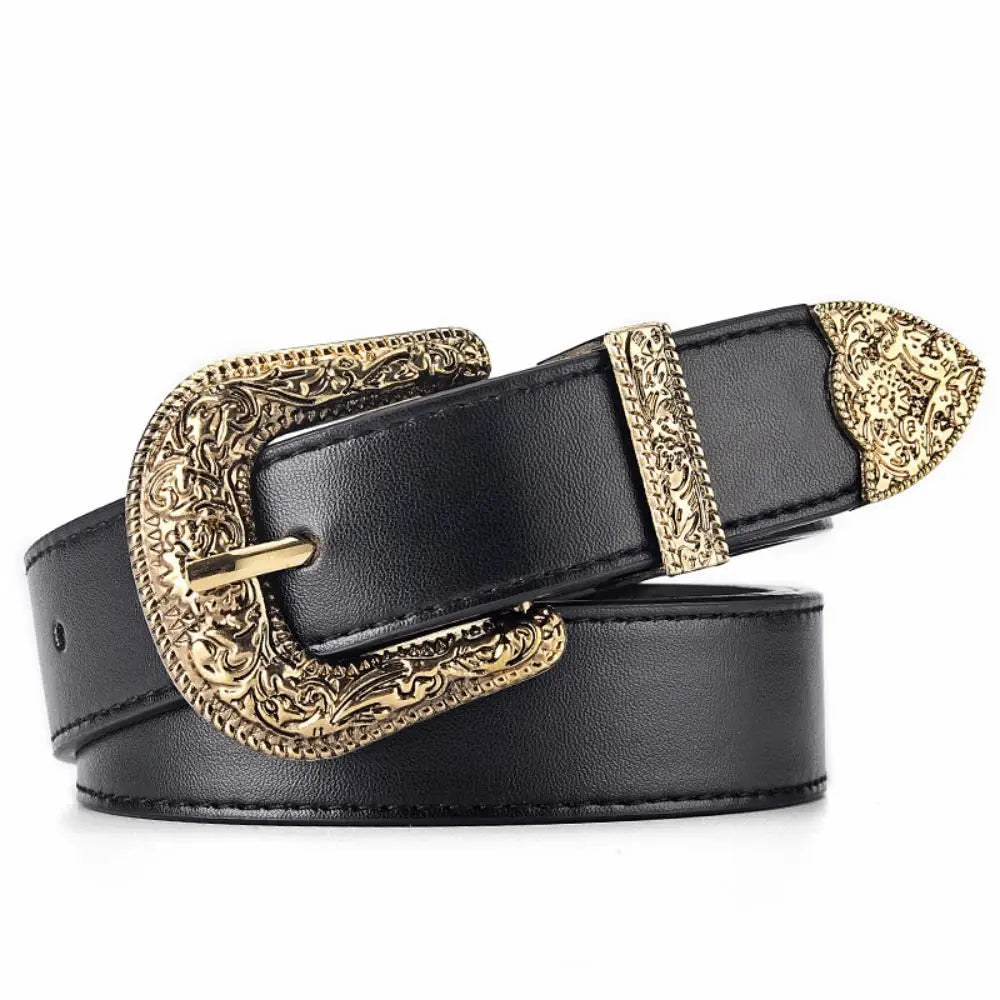 Vintage Carved Needle Buckle Belt — PU Leather Punk Hip Hop Rock Style Unisex Jeans Belt, Y2K Fashion Accessory
