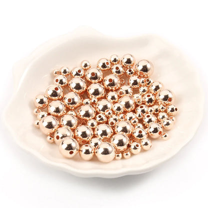 Round Spacer Beads 3–12mm – Gold & Silver CCB Smooth Loose Balls for DIY Bracelet Jewelry Making Accessories