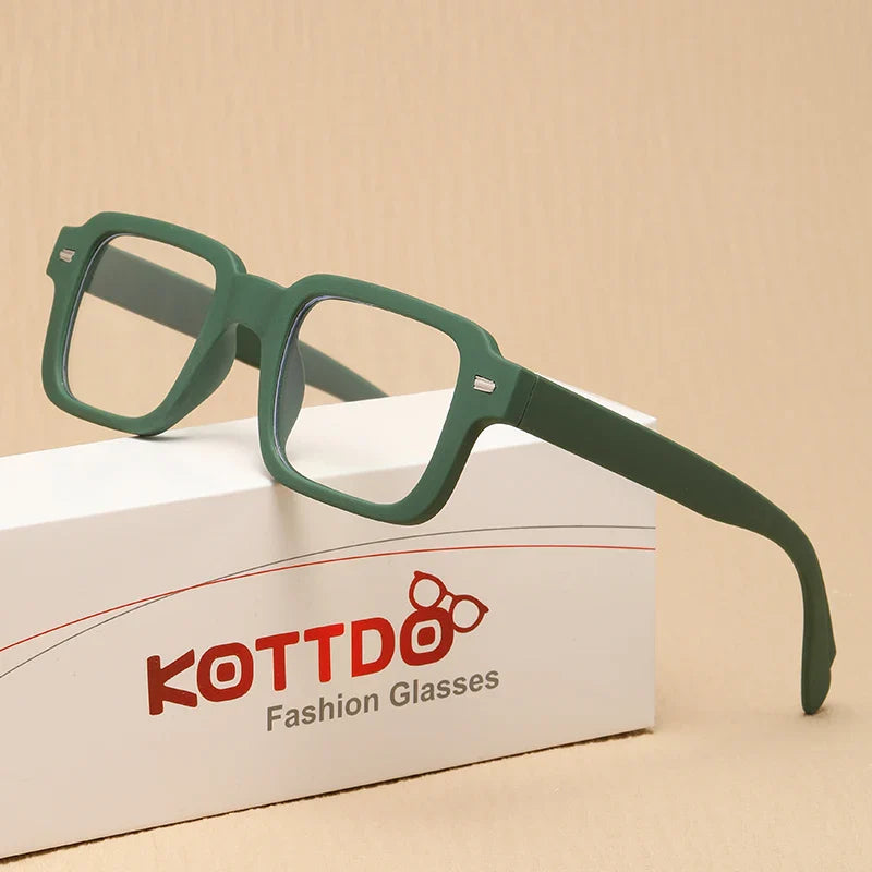 Fashion Square Reading Glasses for Women & Men – Plastic Computer Eyewear with Anti-Blue Light, Presbyopia & Hyperopia, Diopter +1.0 to +2.0
