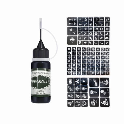 Long-Lasting Temporary Tattoo Ink Kit – Includes 3 Stickers & Freehand Gel for Face & Body Party Makeup Tattoos