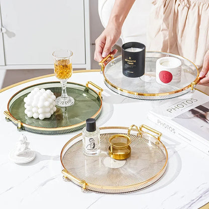 Round Acrylic Storage Tray - Coffee Table Tea Cup Organizer for Home Living Room and Aromatherapy Decor