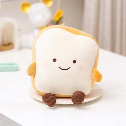 New Cartoon Egg Stuffed Toy – Breakfast Bread & Toast Plush Doll, Fun Pillow for Baby Comfort & Xmas Gifts