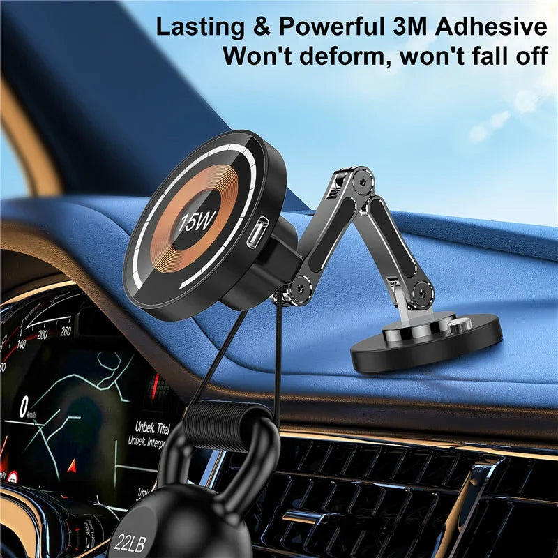 Magnetic Wireless Car Charger Stand – Fast Charging Mount for MagSafe iPhone 15/14/13/12