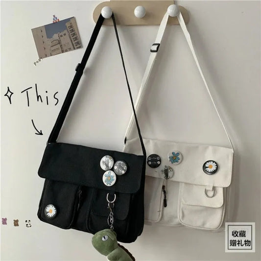 Xierya Women's Canvas Messenger Bag: Fashion Shoulder Bag for Youth, Student - Large Capacity Female Crossbody Packet