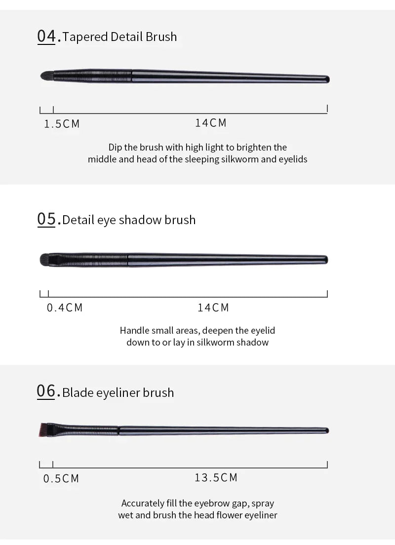 Natural Eye Makeup Brushes Set - Eyeshadow, Eyebrow, Contour, and Eyeliner Brushes for Women, Blending & Detail Tools