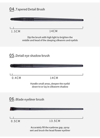 Natural Eye Makeup Brushes Set - Eyeshadow, Eyebrow, Contour, and Eyeliner Brushes for Women, Blending & Detail Tools