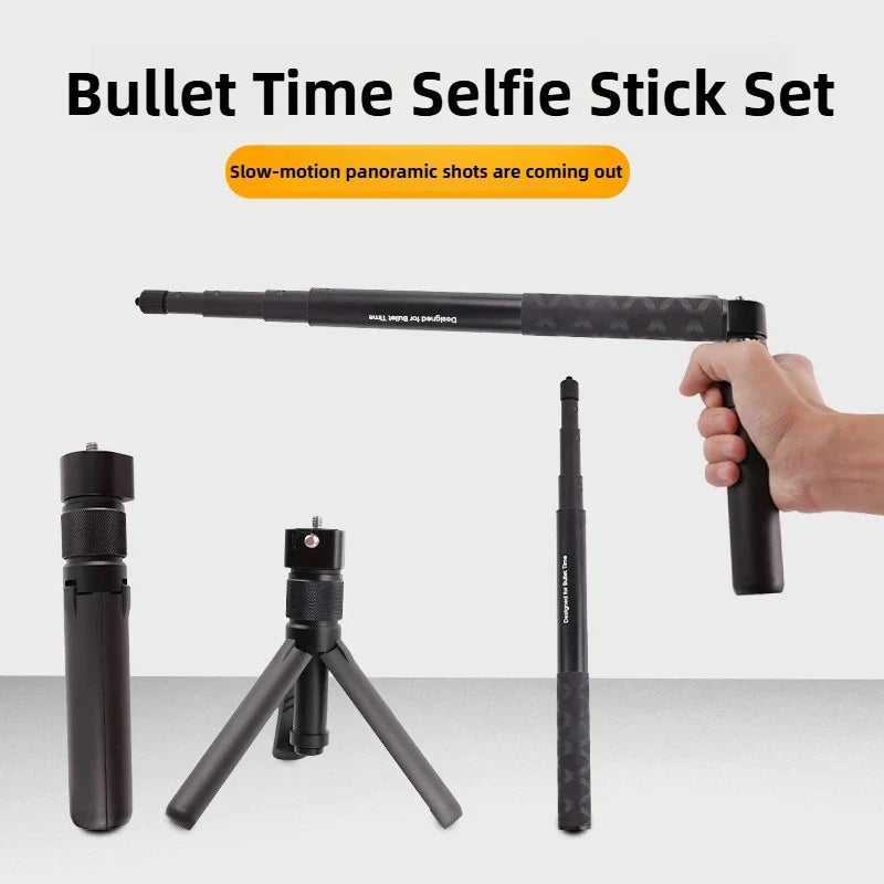 Bullet Time Rotating Tripod Handle - 360° Panoramic Camera Grip for Insta360 X5 X4 X3, DJI Osmo 360 & Action Camera Accessories