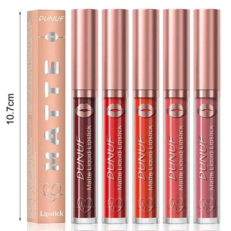 Matte Velvet Dark Red Brown Lip Gloss – Long-Lasting Waterproof Liquid Lipstick with Natural Moisturizer & Transparent Lip Oil