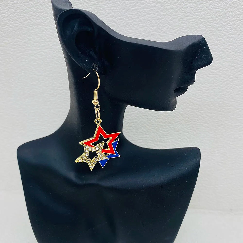 USA Flag Hat Wing Charms Earrings - Patriotic 4th of July Rainbow Flag Dangle Jewelry for Women & Girls