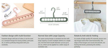9-Hole Multi-Function Clothes Hanger Organizer – Space-Saving Folding Magic Rack for Scarves & Clothes