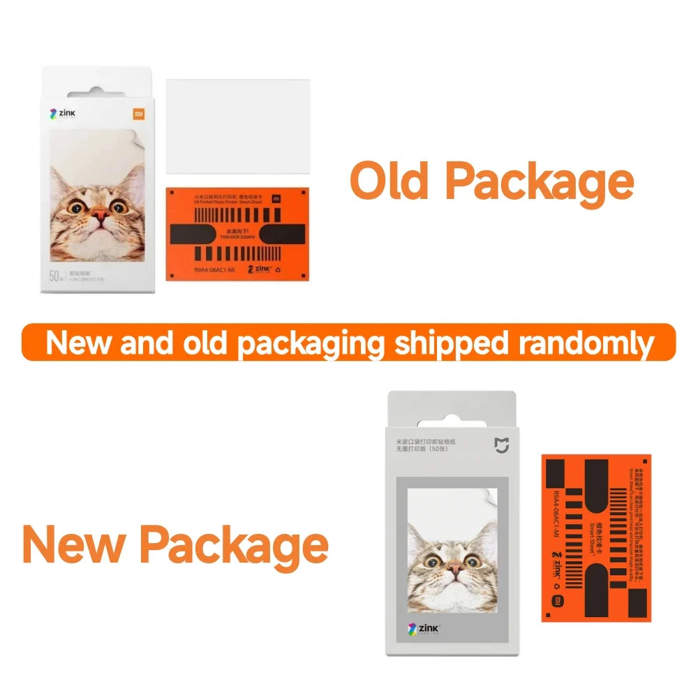 Original Xiaomi ZINK Pocket Printer Paper — 50 Self-Adhesive 3-Inch Sheets for Xiaomi Mini Photo Printer
