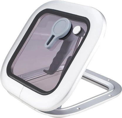 10.8"x10.8" Aluminum Alloy Boat Square Porthole | Push-Out Deck Hatch Window for Yacht & RV