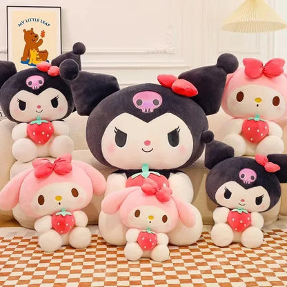 22/35cm Sanrio Strawberry Kuromi Pillow Plush Toy – Soft Stuffed Animal & Strawberry Melody Doll, Gift for Girls