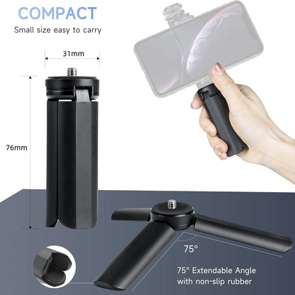 Portable Mini Table Tripod Stand - 1/4'' Screw for GoPro, Camera, Video Vlog, Ring Light, Phone & Gimbal