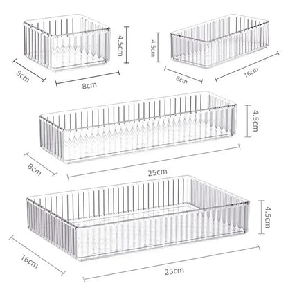 Unlimited Desk & Drawer Organizer Set – Clear Plastic Storage Boxes for Bathroom, Makeup & Kitchen