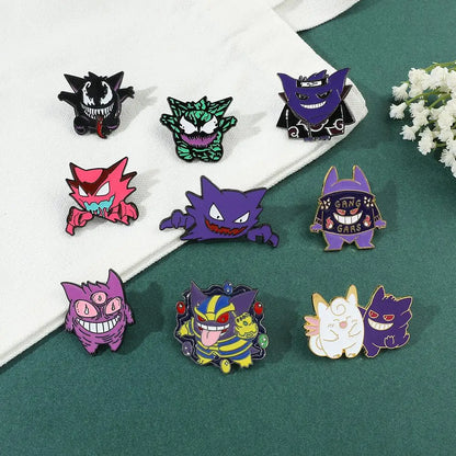 Gengar Cartoon Enamel Brooch — Anime Lapel Pin for Backpack Accessories, Fan Collection & Jewelry Gift