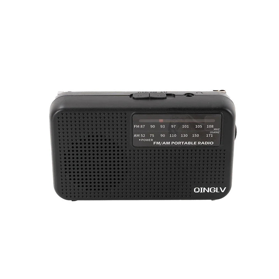 Mini FM/AM Two-Band Radio — 1W Loud Speaker with 3.5mm Headphone Jack & 180° High-Performance Antenna for Home Use
