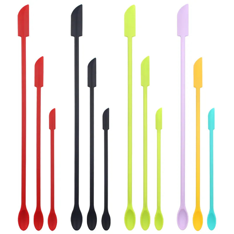 Silicone Mini Spatula Set - Lengthened Double-Head Scraper for Cosmetic Bottles, Jam & Cake Baking