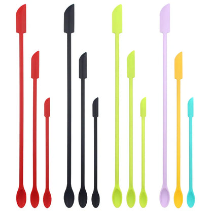 Silicone Mini Spatula Set - Lengthened Double-Head Scraper for Cosmetic Bottles, Jam & Cake Baking