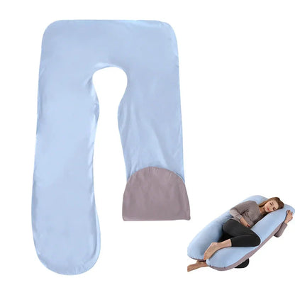 Cotton Maternity U-Shaped Body Pillow Case – 140/150cm Removable & Washable Cover for Pregnancy Support