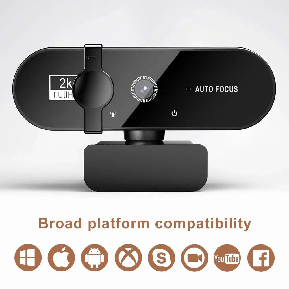 4K Webcam with Microphone - 1080P Mini Camera, 2K Full HD, Auto Focus for PC, Laptop, Video Shooting