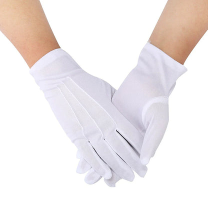 White Formal Parade Gloves – Classic Tuxedo Honor Guard Inspection Uniform Gloves for Men & Women, Butler & Band Performance Wear