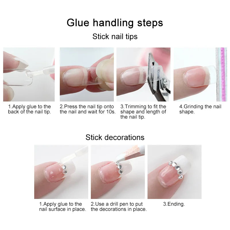 10g Fast Drying Nail Glue - Adhesive for False Nails, Glitter, Acrylic, Rhinestone Decoration, and Nail Extensions