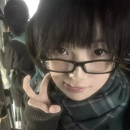 Japanese Korean Retro Square Glasses – Harajuku Clear Frame Eyewear with Blue Light Blocking