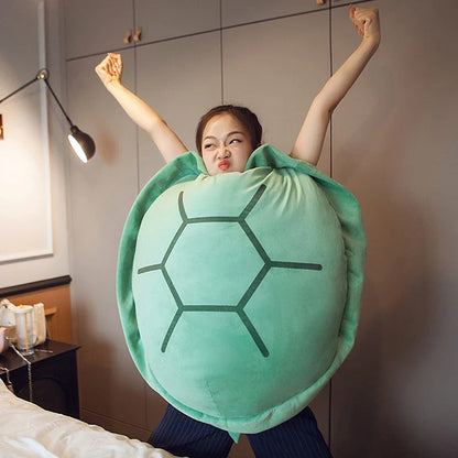 Wearable Turtle Shell Plush Pillow — Soft Stuffed Tortoise Costume Cushion, Funny Plush Toy & Dress-Up Accessory