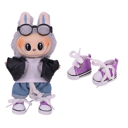 3.8cm Doll Canvas & Leather Shoes for 17cm Labubu Dolls – Cute Doll Clothes Accessories & Gift for Girls