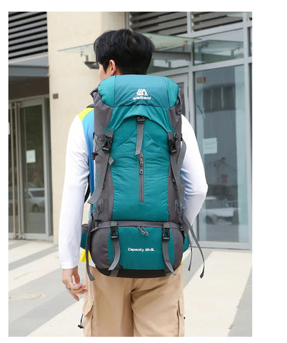 70L Nylon Camping Backpack with Rain Cover — Outdoor Hiking, Mountaineering & Travel Daypack for Men