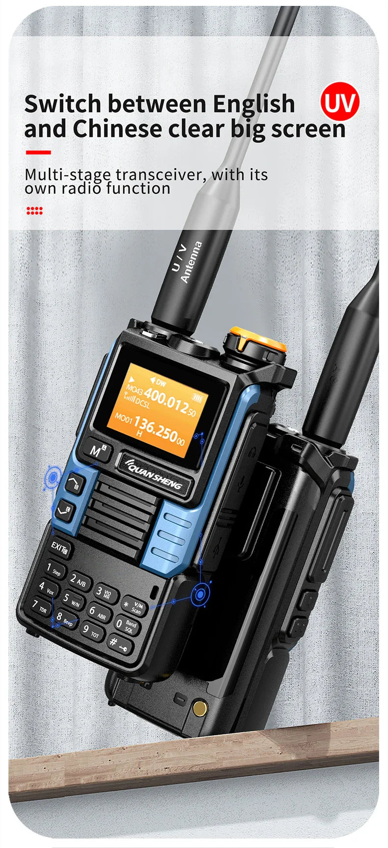 Quansheng UV-K6 Upgrade UV-K5 Interphone – 5W Air Band Radio, UHF/VHF, DTMF, FM Scrambler, NOAA Wireless Frequency with Type-C Charging