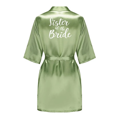Plus Size Satin Silk Robe for Women - Wedding Bride Bridesmaid Bathrobe Sleepwear in Sage Green