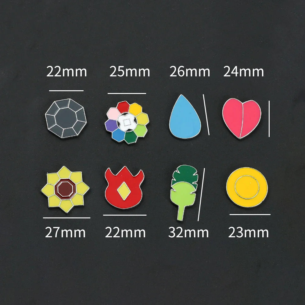 Pokémon Gym Badges Collection Box Set – Pins & Brooches from Kanto, Johto, Hoenn, Sinnoh, Unova, Kalos & Orange Islands Regions