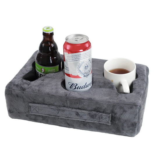 Sofa Cup Holder Pillow – Couch Arm Table Drink Caddy with Remote Holder for Sofa, Bed, RV & Car