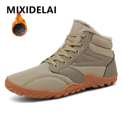 Men's Winter Boots – Snow Barefoot Outdoor Non-Slip Warm Fur Ankle Boots, Lightweight Hiking Sneakers in Plus Sizes