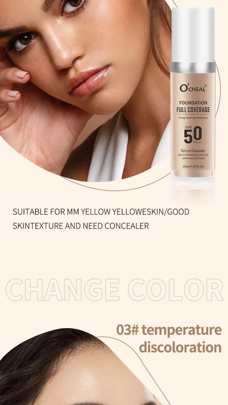 Color Changing Liquid Foundation – Concealer, Face Primer, Long-Lasting Moisturizing BB Cream Base Makeup for Women