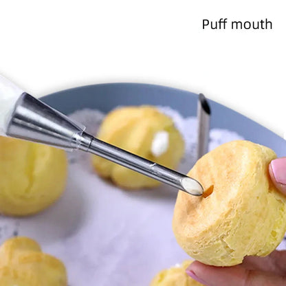 1/4 Pcs Stainless Steel Cream Puff Nozzles - Cake Icing Piping Tips for DIY Donuts, Cupcakes and Pastry Desserts, Baking Accessories