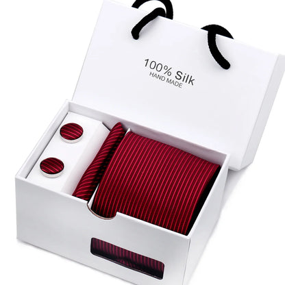 Men's Tie Set – Paisley Ties in a Box with Pocket Square and Cufflinks – Luxury Wedding, Business, Formal Suit Tie Gift