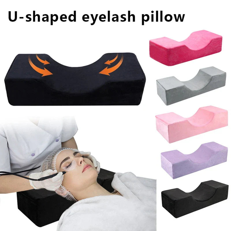 Eyelash Extension Pillow with Neck Support - Soft Memory Foam Lash Pillow with Pocket for Makeup and Salon Grafting