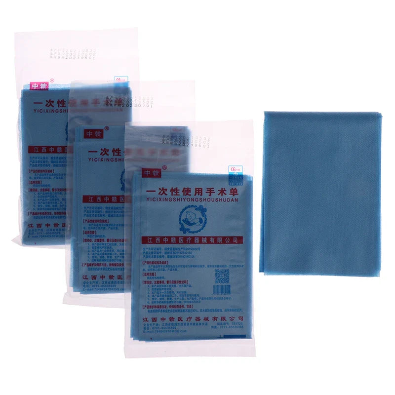 40PCS Disposable Surgical Drapes – Sterile Non-Woven Surgical Sheets, Blue 600x600mm with Hole