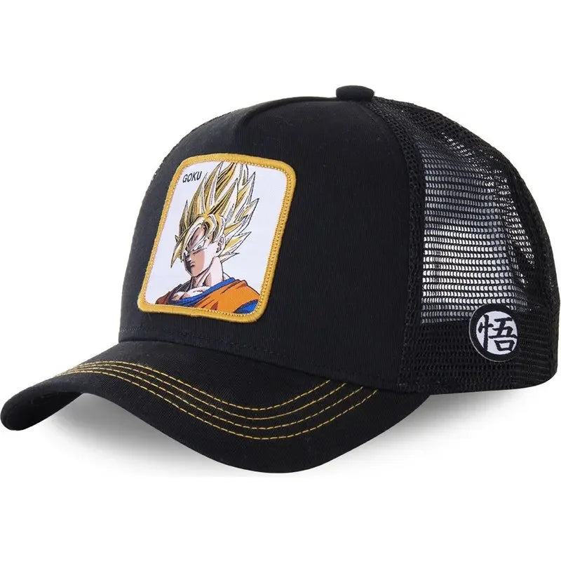 Dragon Ball Son Goku Cap - Embroidered Hip Hop Trucker Mesh Hat Adjustable Summer Travel Sun Visor for Men