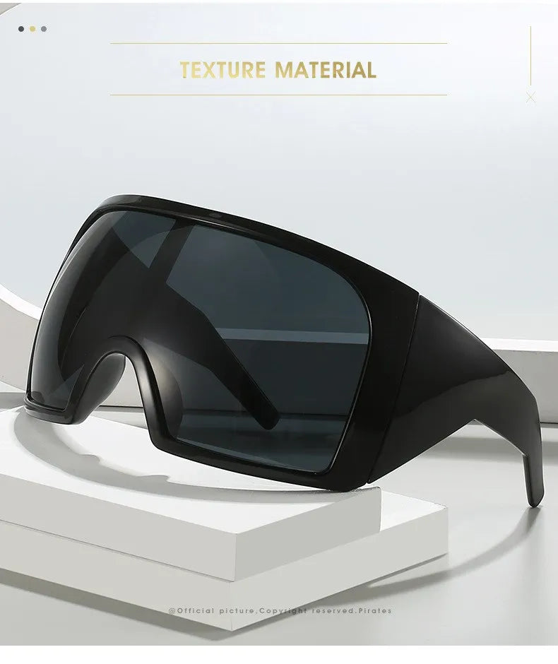2025 Oversized Punk Shield Sunglasses – Luxury Steampunk Big Frame UV400 Sport Goggles for Women & Men