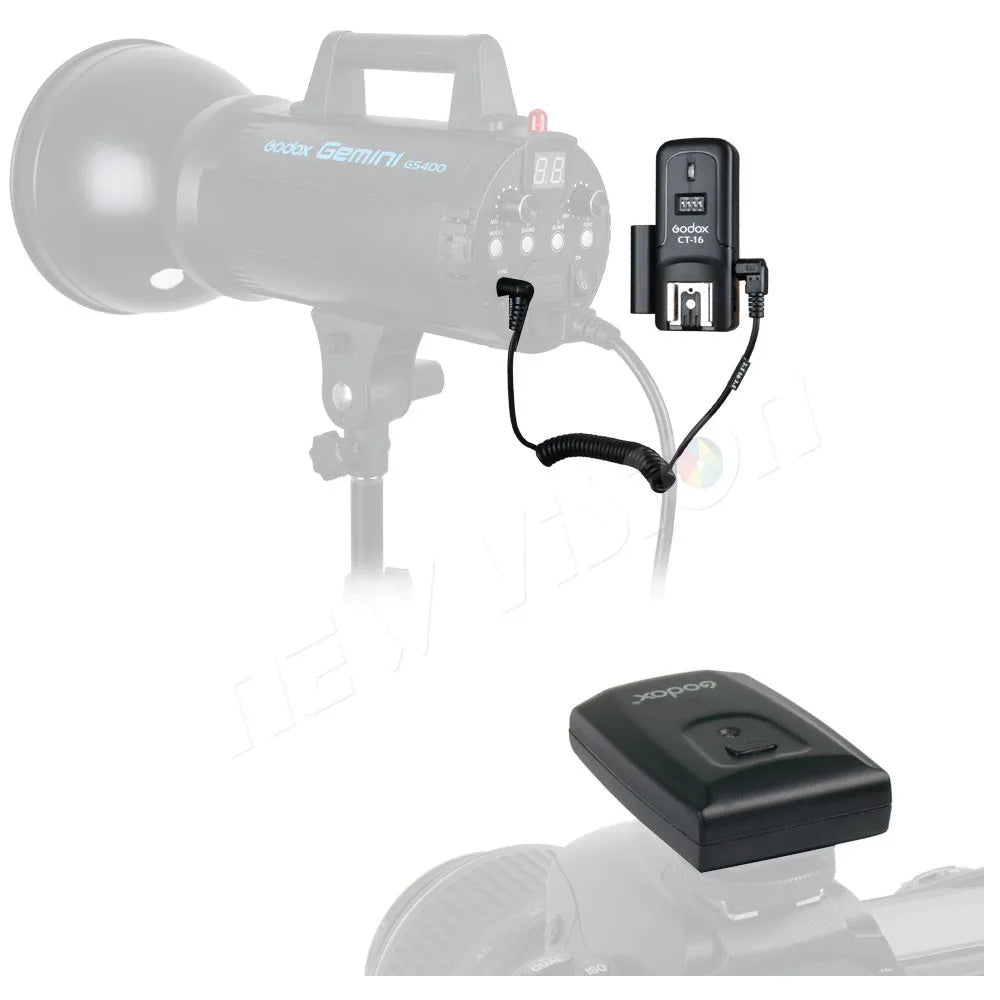 Godox CT-16 Wireless Radio Flash Trigger Set — 16 Channels Transmitter + 2 Receivers for Canon, Nikon, Pentax Speedlite