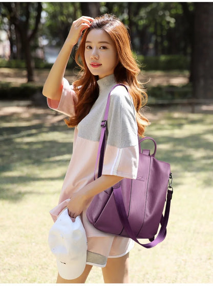 Anti-Theft Leather Backpack for Women - Vintage Shoulder Bag, High Capacity Travel and School Backpack, Mochila Feminina