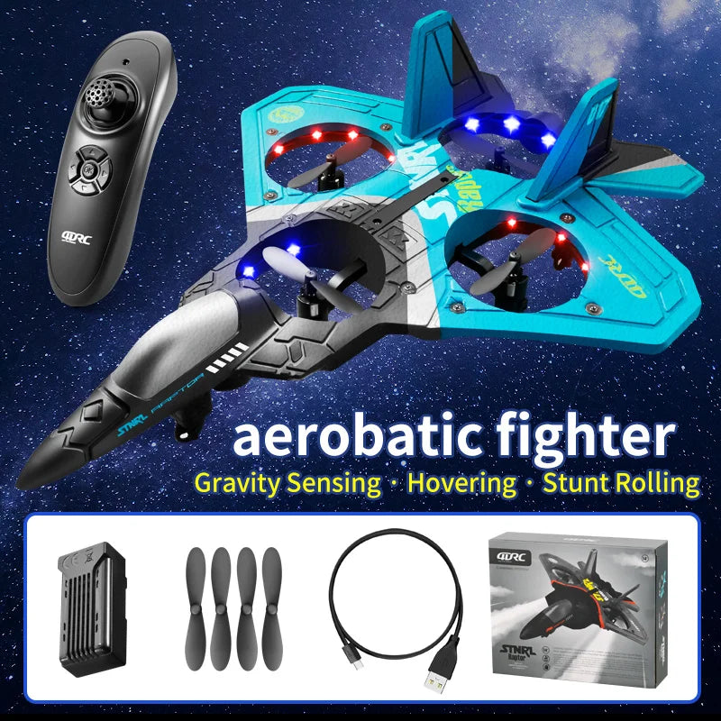 4DRC V17 RC Foam Glider Drone – Remote Control Aircraft Fighter Plane Toy for Kids, Beginners & Adults Hobby Flying Airplane