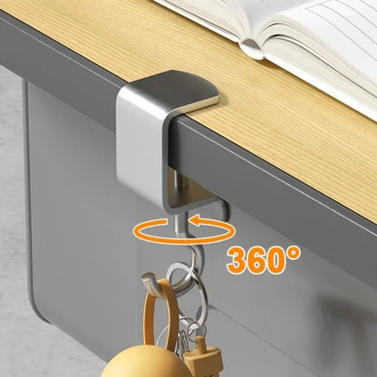 2PCS 360° Rotatable Steel Table Hooks | Detachable Non-Destructive Installation for Office & Dorm Desks